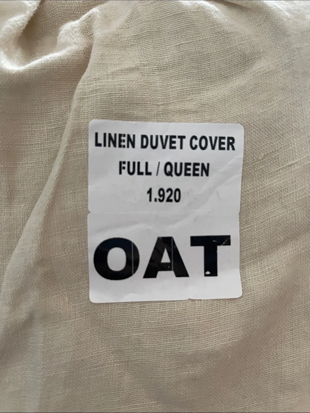 NWT Quince European Linen 1 Piece Duvet Cover, Full/Queen (Oat)